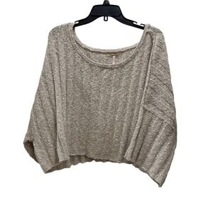 Free People Good Day Womens Sweater Cozy Textured Cropped Oversized Beige XS‎
